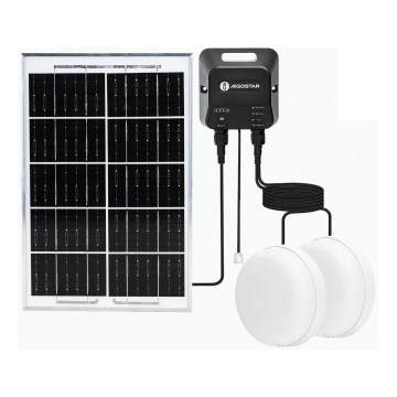 Aigostar - LED Saulės šviestuvas 2xLED/35W/12V 6000 mAh 6500K skersmuo 16,8 cm + nuotolinio valdymo pultas