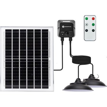 Aigostar - LED saulės šviestuvas su jutikliu, 2xLED/70W/12V, 12000 mAh, 6500K, IP65, skersmuo 23,5 cm + nuotolinis valdymas