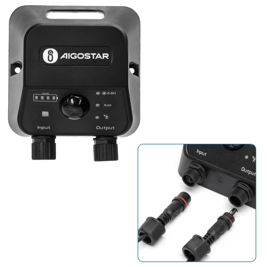 Aigostar - LED saulės šviestuvas su jutikliu 2x LED/70W/12V 12000 mAh 6500K IP65 skersmuo 12 cm + nuotolinis valdymas