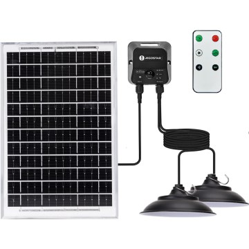 Aigostar - LED saulės šviestuvas su jutikliu, 2× LED / 35 W / 12 V / 6000 mAh / 6500 K / IP65 / Ø 15 cm + nuotolinis valdymas