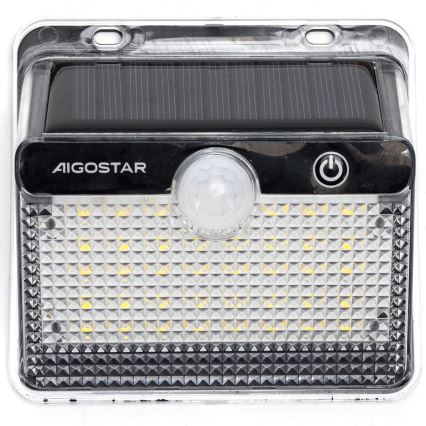 Aigostar - LED saulės šviestuvas su jutikliu LED/3,7V 6500K 1200 mAh IP65 juodas