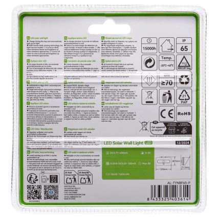 Aigostar - LED saulės šviestuvas su jutikliu LED/3,7V 6500K 500 mAh IP65 juodas