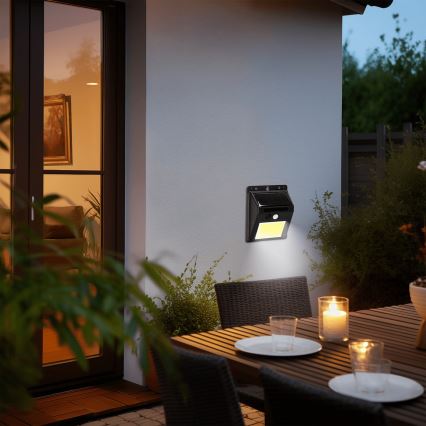 Aigostar - LED sieninis šviestuvas su jutikliu, įkraunamas saulės energija LED/13W/5,5V 6500K IP65