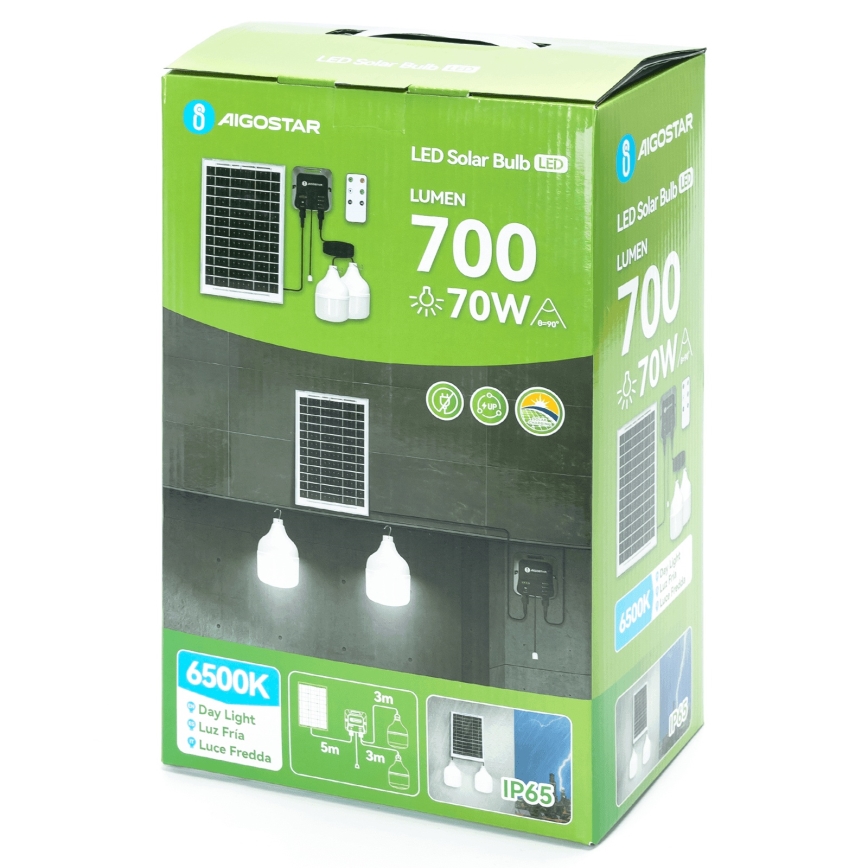 Aigostar - LED sietynas, įkraunamas saulės energija 2xLED/35W/12V 6000 mAh 6500K diametras 10 cm + nuotolinio valdymo pultas