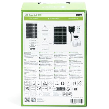 Aigostar - LED sietynas, įkraunamas saulės energija 2xLED/35W/12V 6000 mAh 6500K diametras 10 cm + nuotolinio valdymo pultas