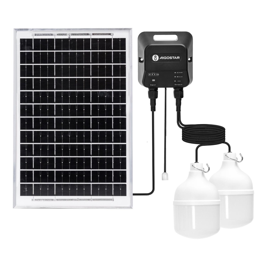 Aigostar - LED sietynas, įkraunamas saulės energija 2xLED/35W/12V 6000 mAh 6500K diametras 10 cm + nuotolinio valdymo pultas