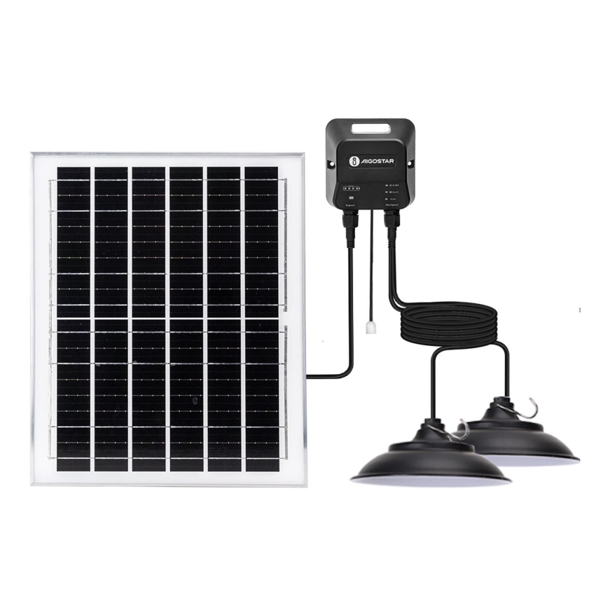 Aigostar - LED sietynas, įkraunamas saulės energija 2xLED/70W/12V 12000 mAh 6500K diametras 23,5 cm + nuotolinio valdymo pultas