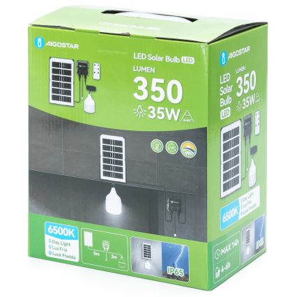 Aigostar - LED sietynas, įkraunamas saulės energija LED/35W/12V 3000 mAh 6500K diametras 10 cm + nuotolinio valdymo pultas