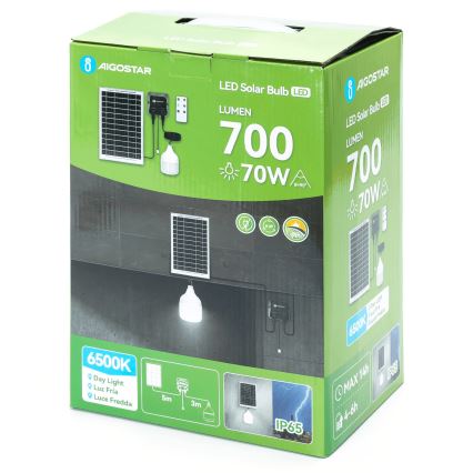 Aigostar - LED sietynas, įkraunamas saulės energija LED/70W/12V 6000 mAh 6500K diametras 12 cm + nuotolinio valdymo pultas