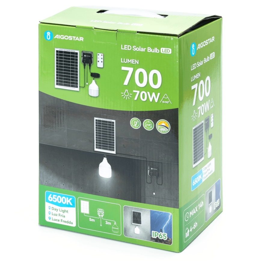 Aigostar - LED sietynas, įkraunamas saulės energija LED/70W/12V 6000 mAh 6500K diametras 12 cm + nuotolinio valdymo pultas