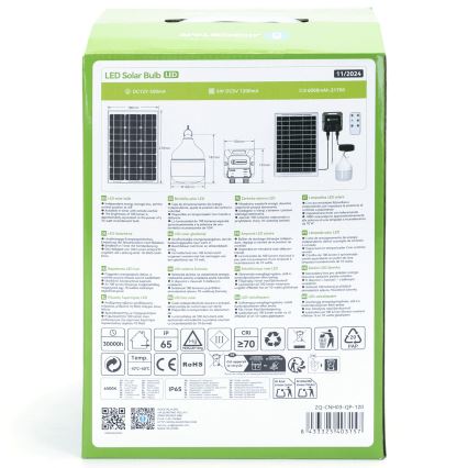 Aigostar - LED sietynas, įkraunamas saulės energija LED/70W/12V 6000 mAh 6500K diametras 12 cm + nuotolinio valdymo pultas