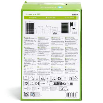 Aigostar - LED sietynas, įkraunamas saulės energija su jutikliu 2xLED/35W/12V 6000 mAh 6500K diametras 10 cm + nuotolinio valdymo pultas