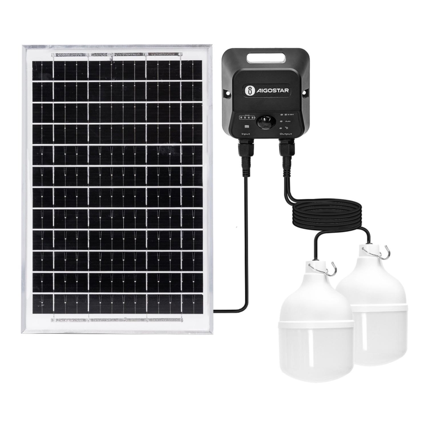 Aigostar - LED sietynas, įkraunamas saulės energija su jutikliu 2xLED/35W/12V 6000 mAh 6500K diametras 10 cm + nuotolinio valdymo pultas