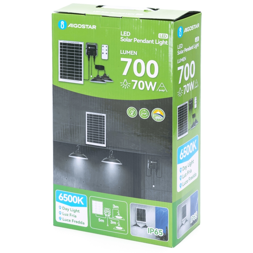 Aigostar - LED sietynas, įkraunamas saulės energija su jutikliu 2xLED/35W/12V 6000 mAh 6500K diametras 15 cm + nuotolinio valdymo pultas