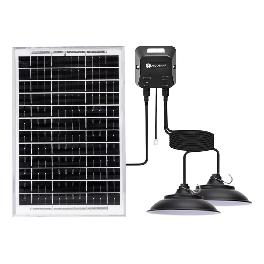 Aigostar - LED sietynas, įkraunamas saulės energija su jutikliu 2xLED/35W/12V 6000 mAh 6500K diametras 15 cm + nuotolinio valdymo pultas