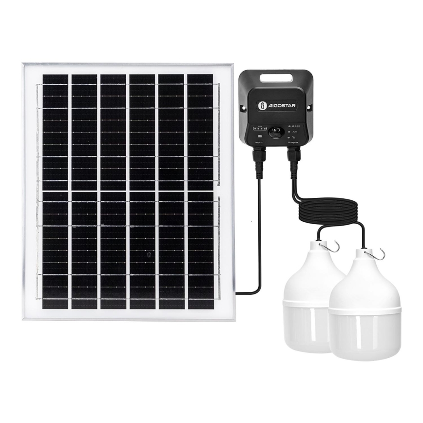 Aigostar - LED sietynas, įkraunamas saulės energija su jutikliu 2xLED/70W/12V 12000 mAh 6500K diametras 12 cm + nuotolinio valdymo pultas