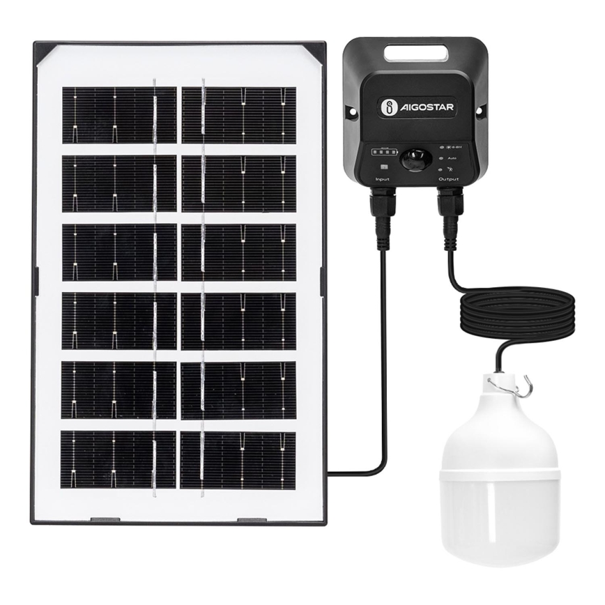 Aigostar - LED sietynas, įkraunamas saulės energija su jutikliu LED/35W/12V 3000 mAh 6500K diametras 10 cm + nuotolinio valdymo pultas