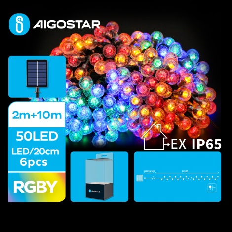 Aigostar - LED Solar Dekoratyvinė girlianda 50xLED/8 funkcijos 12m IP65 daugiaspalvis