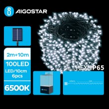 Aigostar - LED Solar Kelėdinė girlianda 100xLED/8 funkcijos 12m IP65 šalta balta