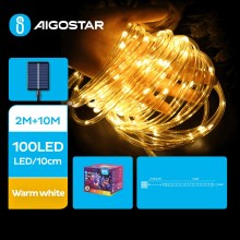 Aigostar - LED Solar Kelėdinė girlianda 100xLED/8 funkcijos 12m IP65 šilta balta