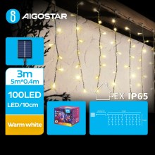 Aigostar - LED Solar Kelėdinė girlianda 100xLED/8 funkcijos 8x0,4m IP65 šilta balta