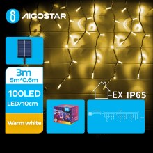 Aigostar - LED Solar Kelėdinė girlianda 100xLED/8 funkcijos 8x0,6m IP65 šilta balta