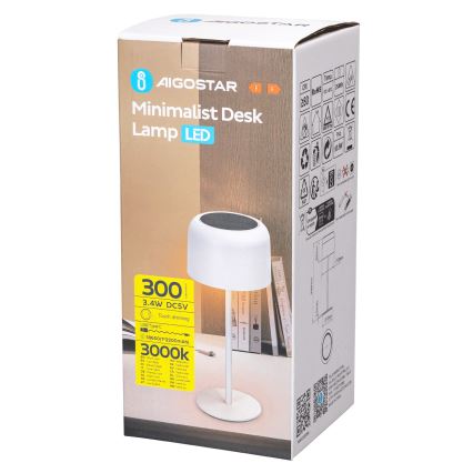 Aigostar - LED Solar šviesos reguliavimas rechargeable Stalinis šviestuvas LED/3W/5V 2200mAh balta IP54
