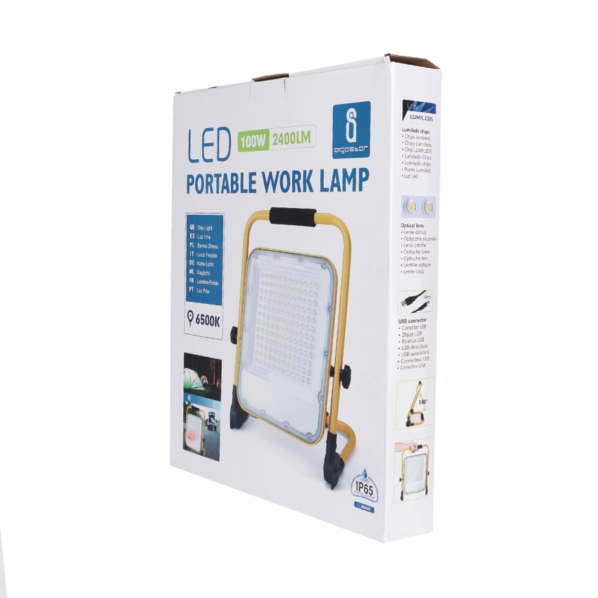 Aigostar - LED šviesos reguliavimas rechargeable Prožektoriaus šviestuvas LED/100W/5V 6500K IP65
