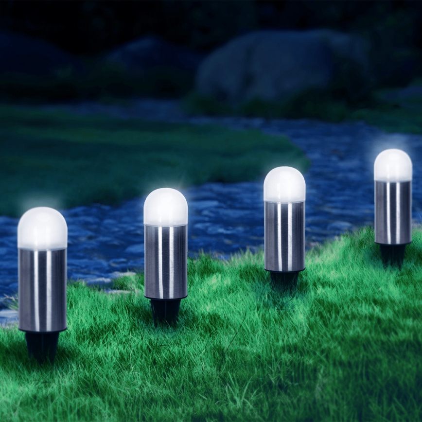 Aigostar - LED šviestuvas, įkraunamas saulės energija LED/0,006W/1,2V 20cm matinis chromas 40 mAh 6500K IP44