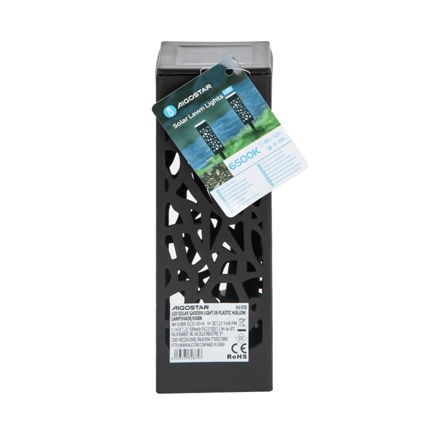 Aigostar - LED šviestuvas, įkraunamas saulės energija LED/0,006W/1,2V 28,5cm juoda 100 mAh 6500K  IP44