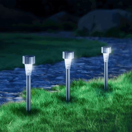 Aigostar - LED šviestuvas, įkraunamas saulės energija LED/0,006W/1,2V 40 mAh 29,5 cm matinis chromas 6500K IP44