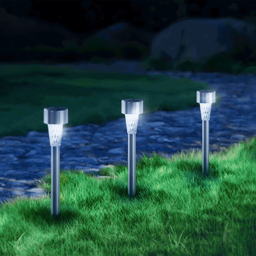 Aigostar - LED šviestuvas, įkraunamas saulės energija LED/0,006W/1,2V 40 mAh 29,5 cm matinis chromas 6500K IP44
