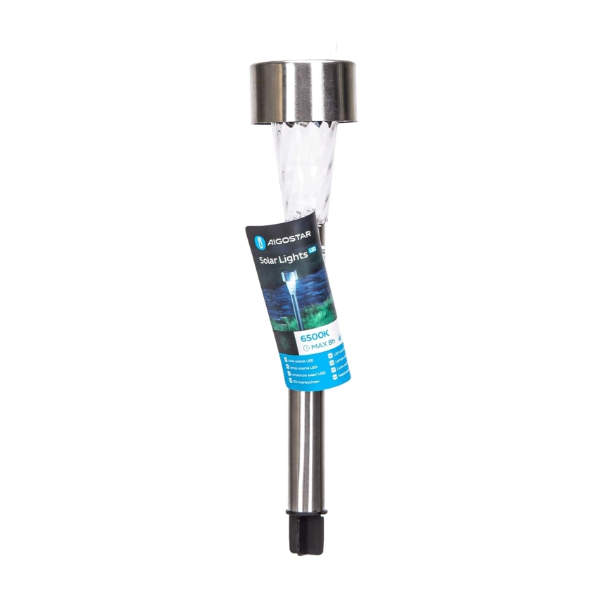 Aigostar - LED šviestuvas, įkraunamas saulės energija LED/0,006W/1,2V 40 mAh 29,5 cm matinis chromas 6500K IP44
