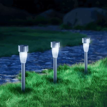Aigostar - LED šviestuvas, įkraunamas saulės energija LED/0,006W/1,2V 40 mAh 29,7 cm matinis chromas 6500K IP44