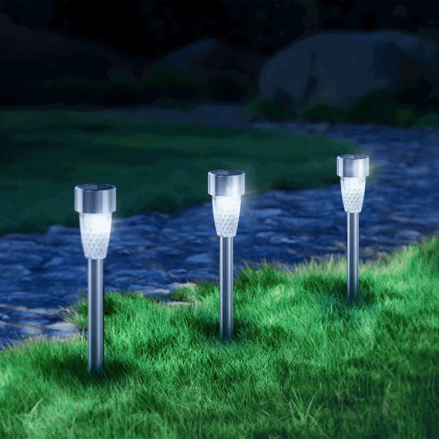 Aigostar - LED šviestuvas, įkraunamas saulės energija LED/0,006W/1,2V 40 mAh 29,7 cm matinis chromas 6500K IP44
