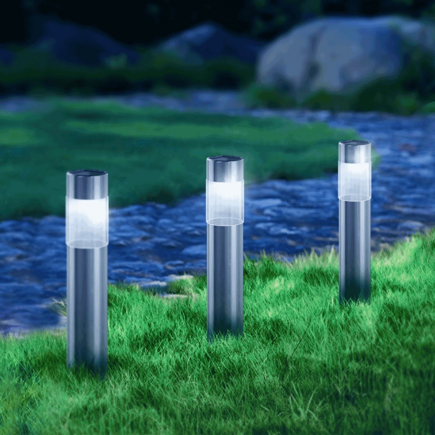 Aigostar - LED šviestuvas, įkraunamas saulės energija LED/0,006W/1,2V 31,5 cm 100 mAh matinis chromas 6500K IP44