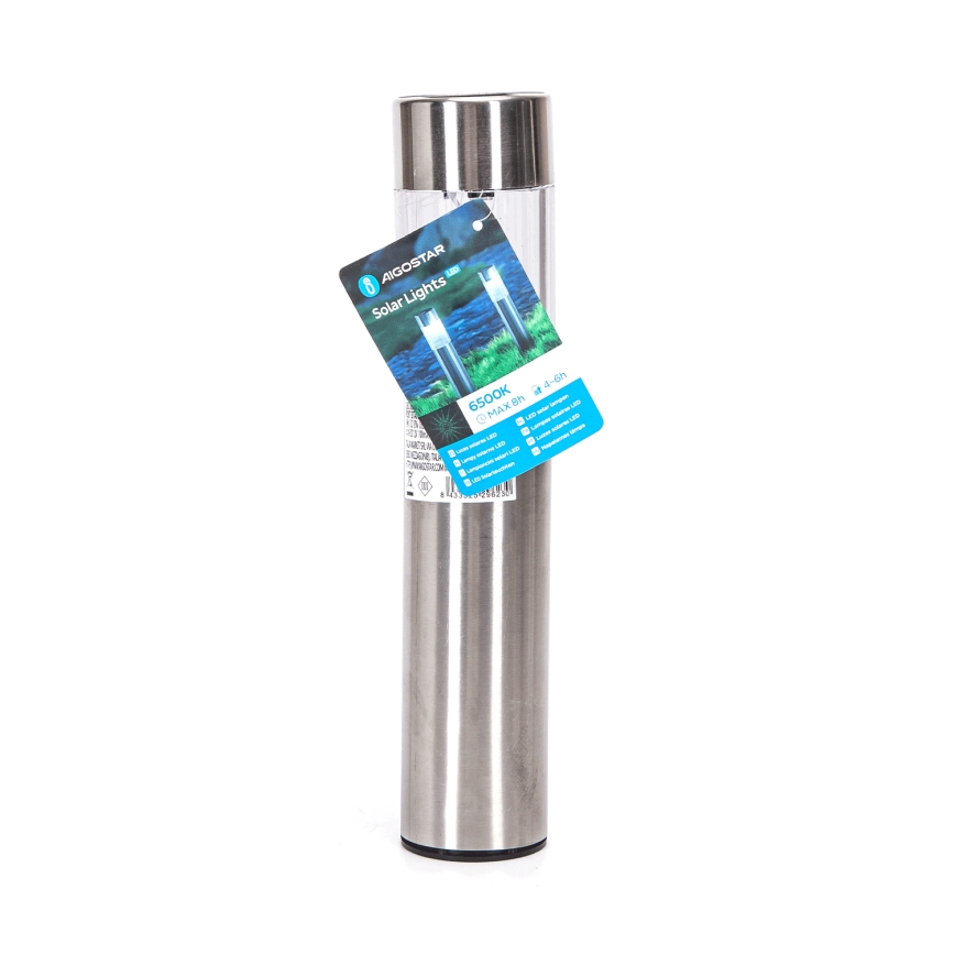 Aigostar - LED šviestuvas, įkraunamas saulės energija LED/0,006W/1,2V 31,5 cm 100 mAh matinis chromas 6500K IP44