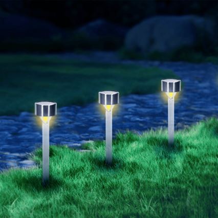 Aigostar - LED šviestuvas, įkraunamas saulės energija LED/0,006W/1,2V 32cm matinis chromas 200 mAh 2700K IP44
