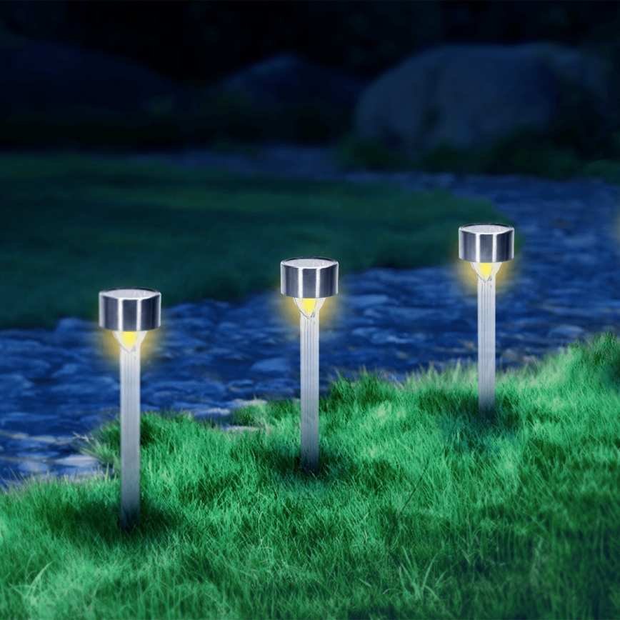 Aigostar - LED šviestuvas, įkraunamas saulės energija LED/0,006W/1,2V 32cm matinis chromas 200 mAh 2700K IP44