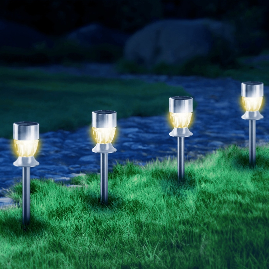 Aigostar - LED šviestuvas, įkraunamas saulės energija LED/0,006W/1,2V 35,5cm matinis chromas 2700K IP44 100 mAh