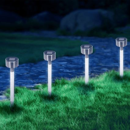 Aigostar - LED šviestuvas, įkraunamas saulės energija LED/0,006W/1,2V 36,7cm matinis chromas 6500K IP44