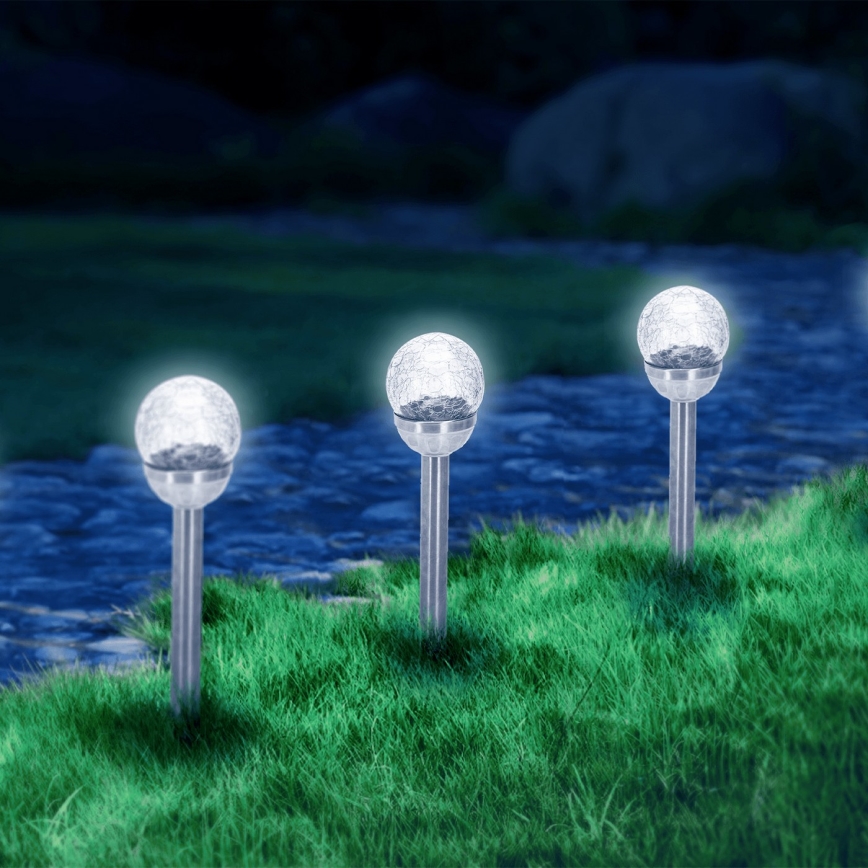 Aigostar - LED šviestuvas, įkraunamas saulės energija LED/0,006W/1,2V 37,8cm matinis chromas 6500K IP44 100 mAh