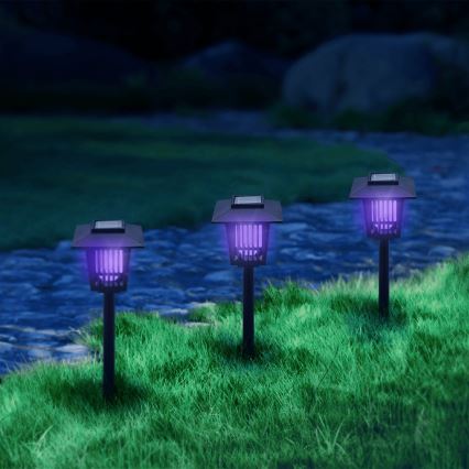 Aigostar - LED šviestuvas, įkraunamas saulės energija su vabzdžių gaudykle LED/0,03W/1,2V 55,2cm juoda 6500K 300 mAh IP44