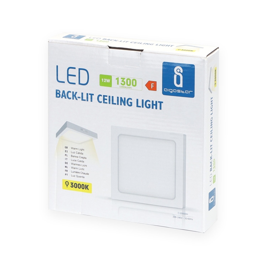 Aigostar - LED tvirtinamas lubinis šviestuvas LED/12W/230V 17,3x17,3 cm 3000K balta