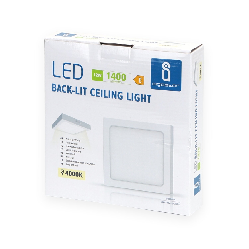 Aigostar - LED tvirtinamas lubinis šviestuvas LED/12W/230V 17,3x17,3 cm 4000K balta