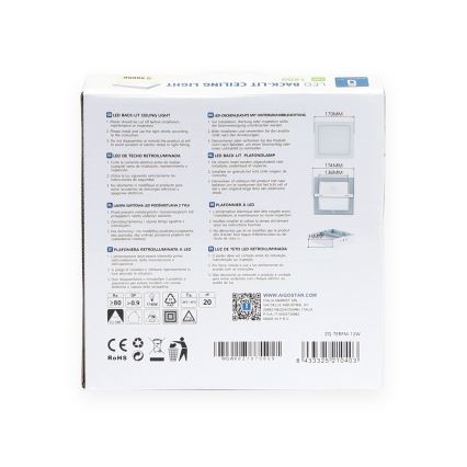 Aigostar - LED tvirtinamas lubinis šviestuvas LED/12W/230V 17,3x17,3 cm 4000K balta