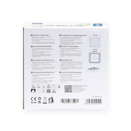 Aigostar - LED tvirtinamas lubinis šviestuvas LED/12W/230V 17,3x17,3 cm 6500K balta