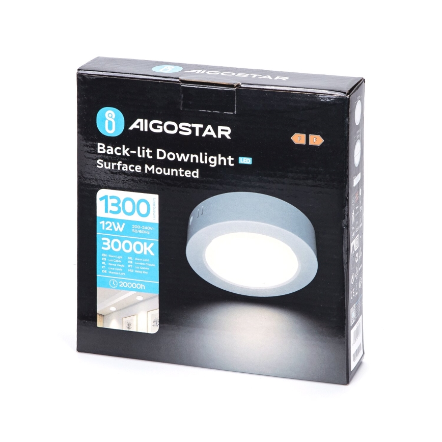 Aigostar - LED tvirtinamas lubinis šviestuvas LED/12W/230V diametras 17,4 cm 3000K balta