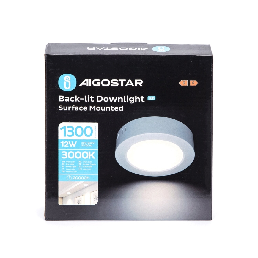 Aigostar - LED tvirtinamas lubinis šviestuvas LED/12W/230V diametras 17,4 cm 3000K balta