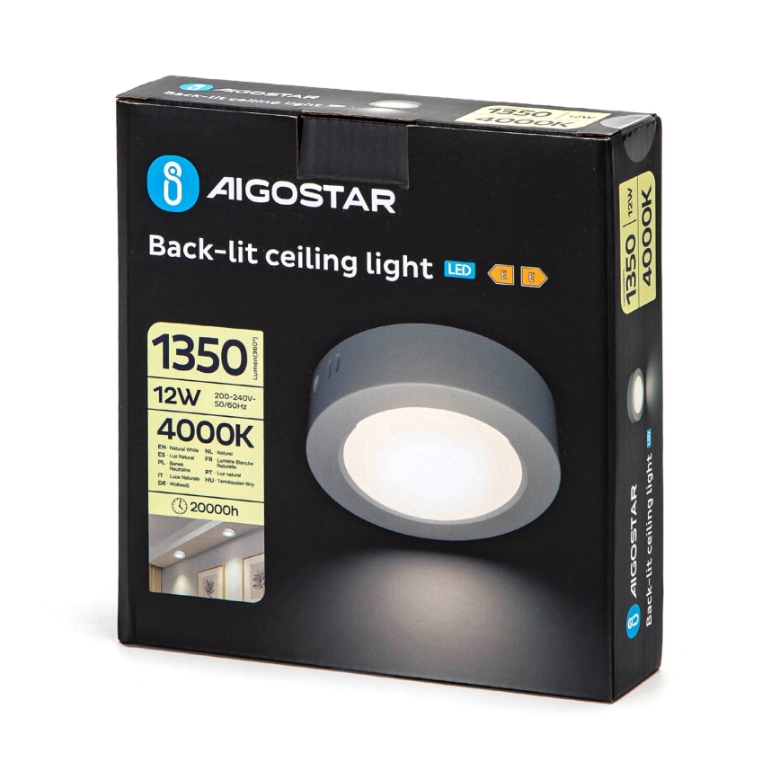 Aigostar - LED tvirtinamas lubinis šviestuvas LED/12W/230V diametras 17,4 cm 4000K balta